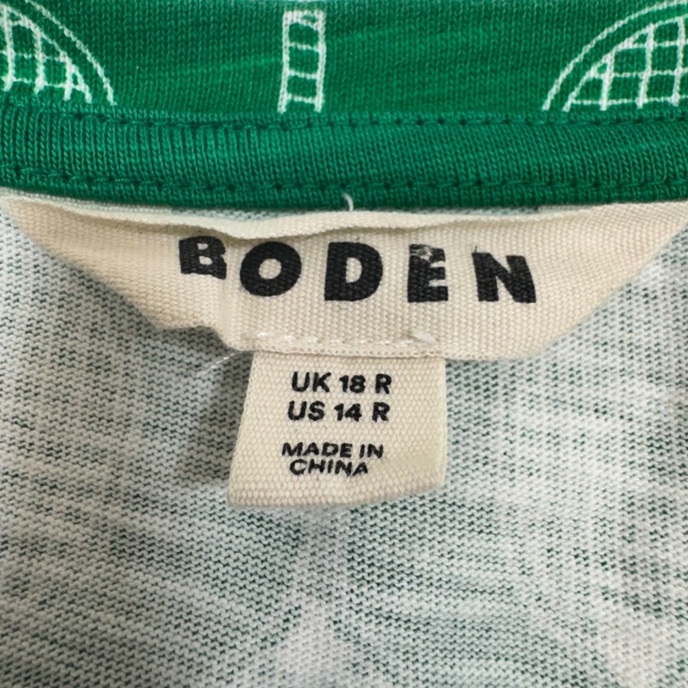 Boden Women Green Tennis Racket Print 100% Cotton Slub Shift Dress US 14 - Picture 10 of 14